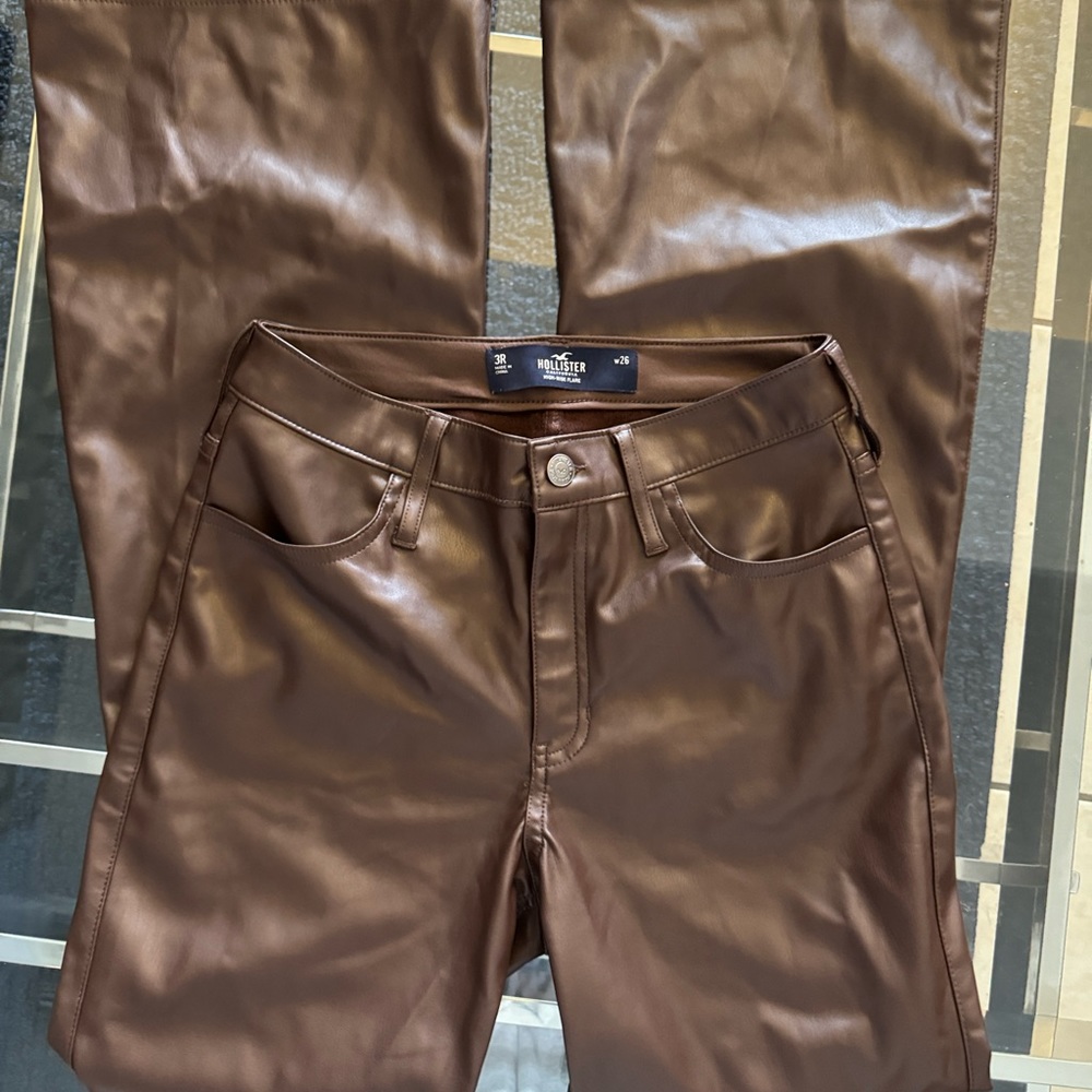Hollister high rise flare leather pants